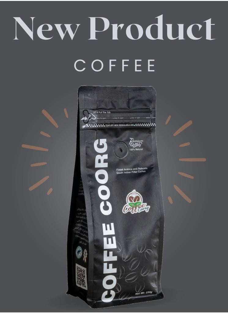 COFFEE COORG - Coffee Coorg Finest Arabica and Robusta South Indian Filter Ground Coffee 250g - Image 1
