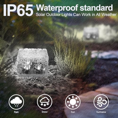 MLKNK Solar Brick LightsOutdoor Solar Lights for YardSolar Brick Landscape Path Light 6 Pack LED Light Brick Garden Decor for Pathway Patio Walkway Backyard Decoration DSXBZ111 - Image 3