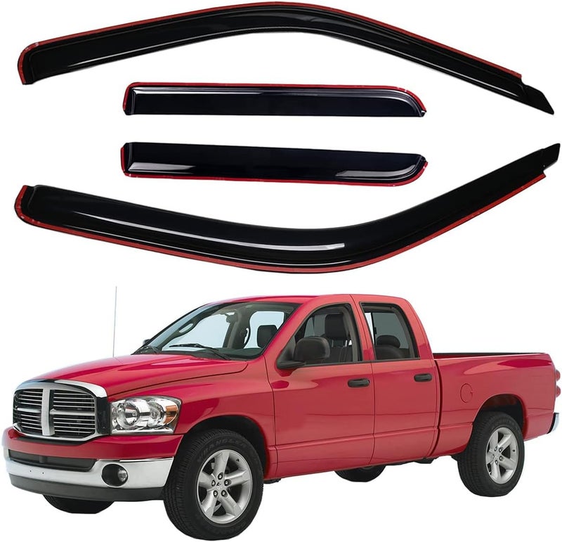Lightronic WV194623 In-Channel Side Window Visor Deflector Rain Guard - Dark Smoke, 4-Piece Set for Dodge Ram 1500, 2500 & 3500 - Image 1