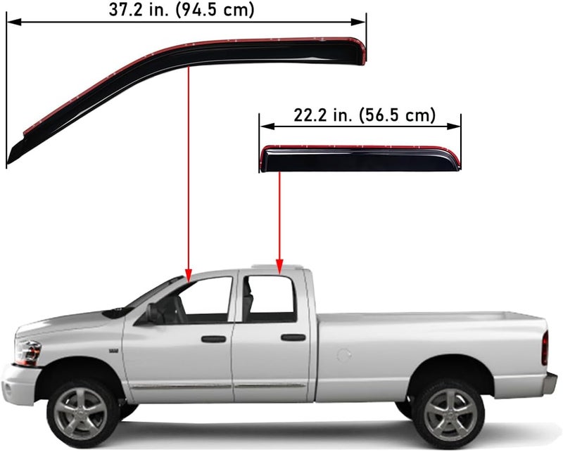 Lightronic WV194623 In-Channel Side Window Visor Deflector Rain Guard - Dark Smoke, 4-Piece Set for Dodge Ram 1500, 2500 & 3500 - Image 3