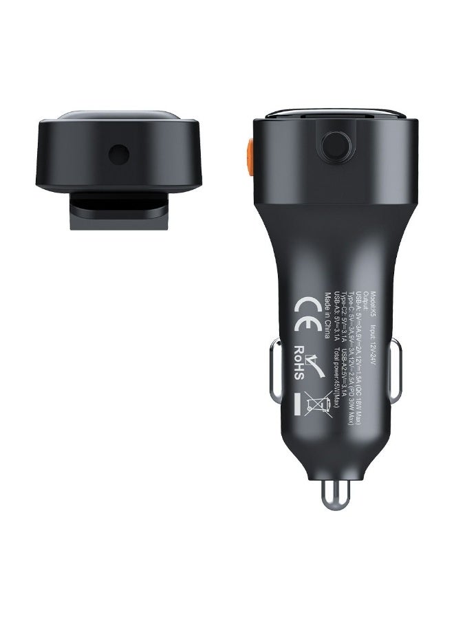 Devia Design Series Car Charger 48W Turbo charge 5-Port Fast PD & QC With Rear Extension - Black - Image 2