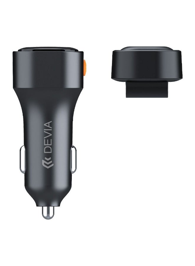 Devia Design Series Car Charger 48W Turbo charge 5-Port Fast PD & QC With Rear Extension - Black - Image 1