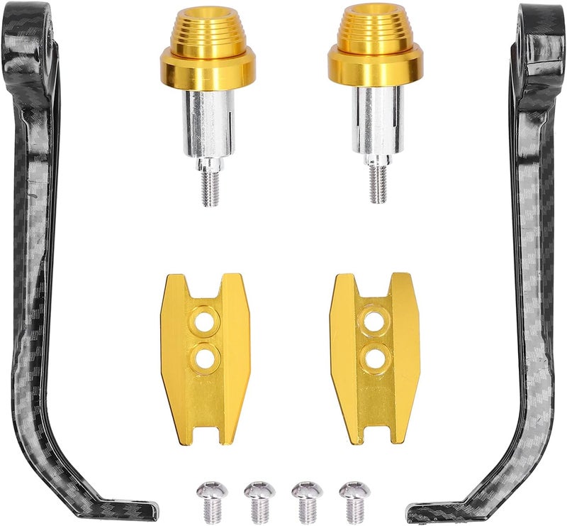 Motorcycle Handlebar Guard Carbon Fiber Style Aluminum Alloy Universal 22mm Hand Protector for Motorbike ATV, Includes 2 Guards and Card Holders (Gold) - Image 1