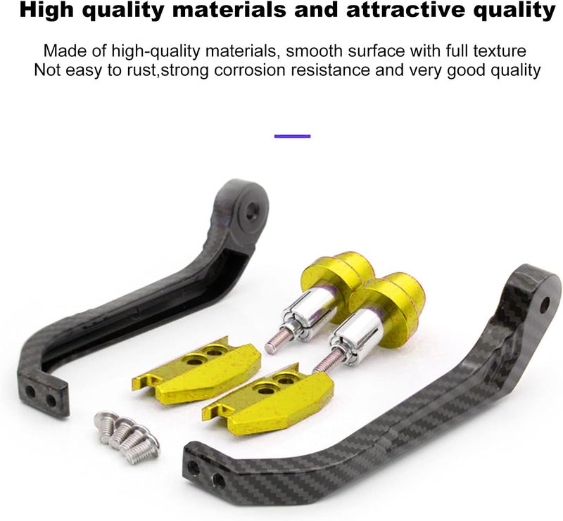 Motorcycle Handlebar Guard Carbon Fiber Style Aluminum Alloy Universal 22mm Hand Protector for Motorbike ATV, Includes 2 Guards and Card Holders (Gold) - Image 4