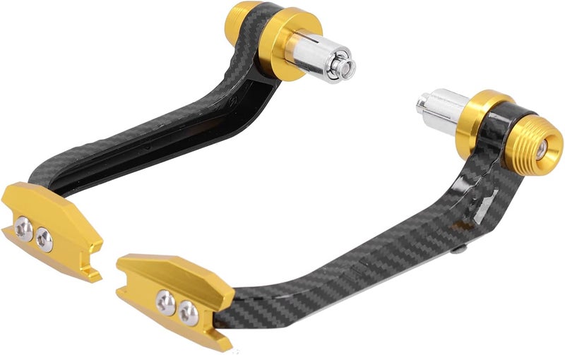 Motorcycle Handlebar Guard Carbon Fiber Style Aluminum Alloy Universal 22mm Hand Protector for Motorbike ATV, Includes 2 Guards and Card Holders (Gold) - Image 2