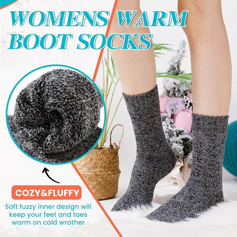 Velice Wool Socks for Women Merino Wool Boot Hiking Thick Thermal Warm Winter Crew Cushion Cozy Work Socks 5 Pairs - Image 5