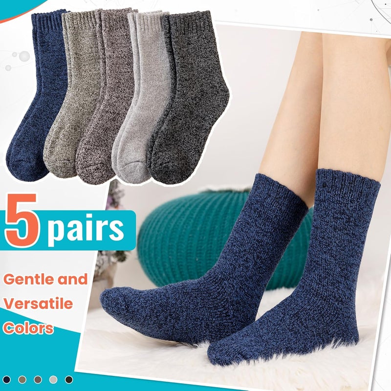 Velice Wool Socks for Women Merino Wool Boot Hiking Thick Thermal Warm Winter Crew Cushion Cozy Work Socks 5 Pairs - Image 2