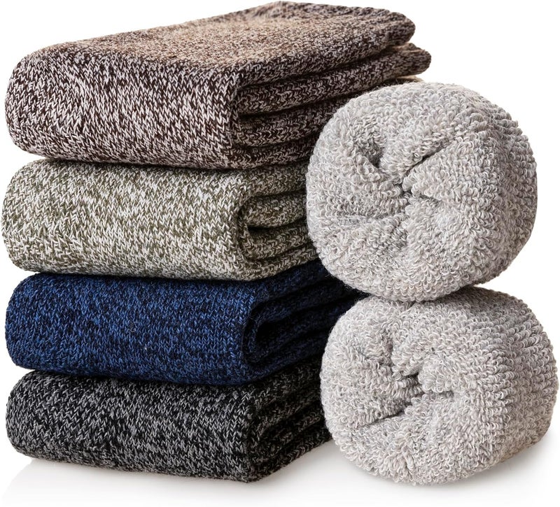 Velice Wool Socks for Women Merino Wool Boot Hiking Thick Thermal Warm Winter Crew Cushion Cozy Work Socks 5 Pairs - Image 1