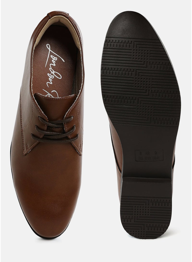 London Rag Men's Minimalist Derby Shoes in Dark Brown - Image 5