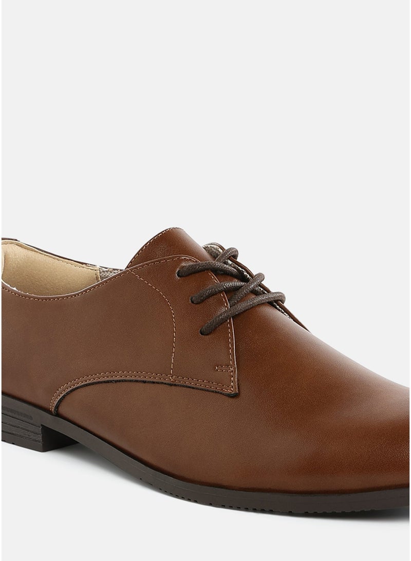 London Rag Men's Minimalist Derby Shoes in Dark Brown - Image 4