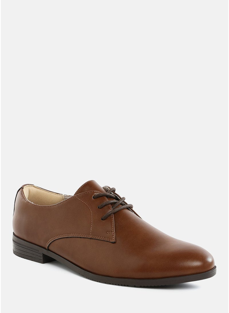 London Rag Men's Minimalist Derby Shoes in Dark Brown - Image 2