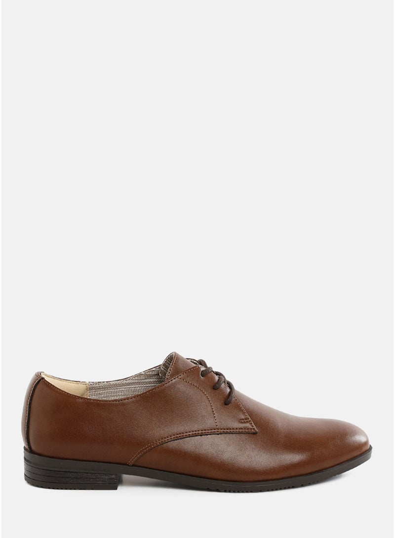 London Rag Men's Minimalist Derby Shoes in Dark Brown - Image 1