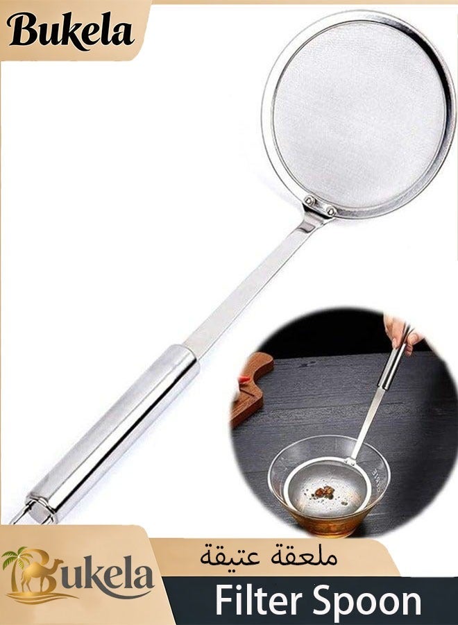 Bukela Strainer Spoon, Stainless Steel Fine Mesh Strainer, for Skimming Grease and Foam, Stainless Steel Wire Skimmer Spoon, With Handle - Image 2