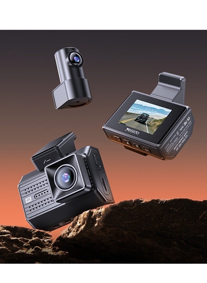 Yesido KM15 Dual Dash Camera – 4K Ultra HD Front & Rear Driving Recorder, Wide-Angle Car DVR with Night Vision, Loop Recording, G-Sensor & Parking Monitor for Road Safety - Image 2