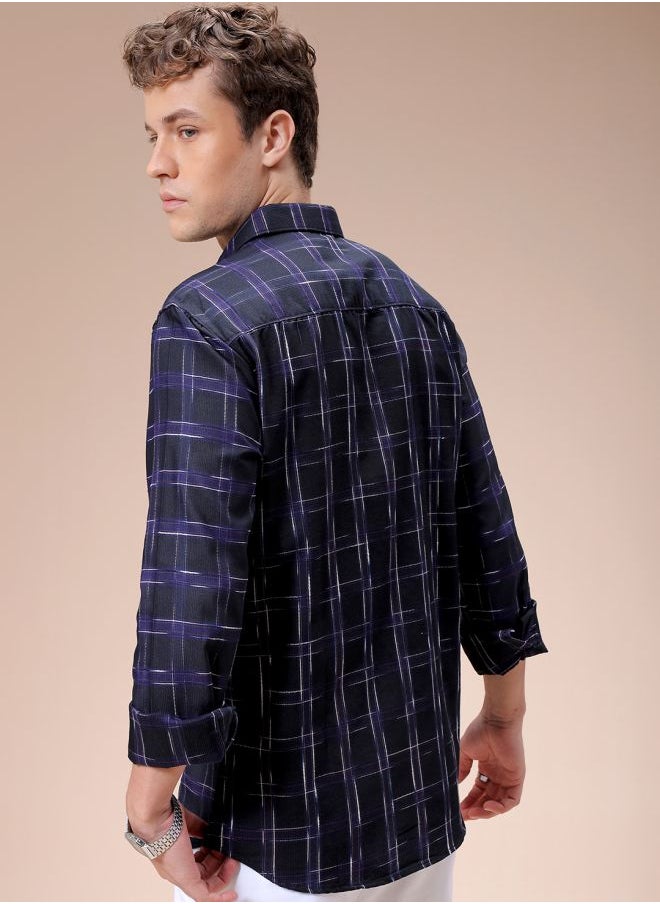 The Indian Garage Co Men Slim Fit Checkered Full Sleeves Cutaway Collar Casual Shirt  - Image 2