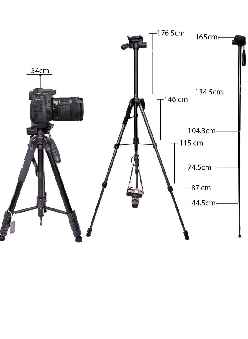 Jmary Professional Aluminium Tripod for All DSLR Cameras And Mobile Phones (Black) - Image 3