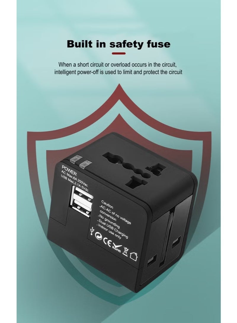 مُعدّل USB للسفر العالمي بمنفذين، مُعدّل سفر عالمي شامل وعالمي، شحن سريع - Image 4