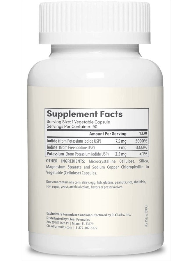 ClearFormulas Iodine 12.5 mg, High Potency Iodine and Iodide Supplement to Support Thyroid Health and Hormone Balance, 90 Capsules (90 Servings) - Image 2