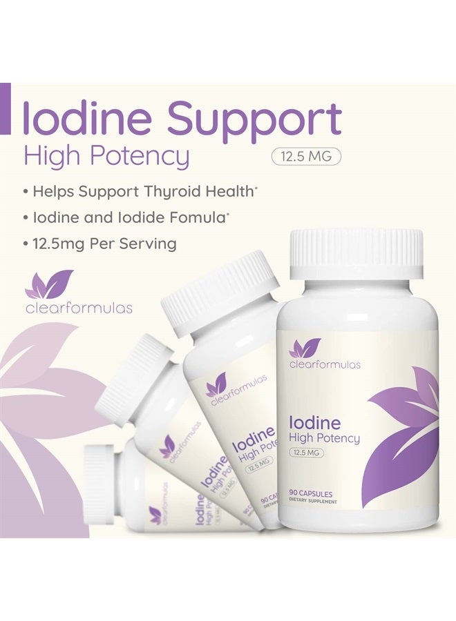 ClearFormulas Iodine 12.5 mg, High Potency Iodine and Iodide Supplement to Support Thyroid Health and Hormone Balance, 90 Capsules (90 Servings) - Image 5