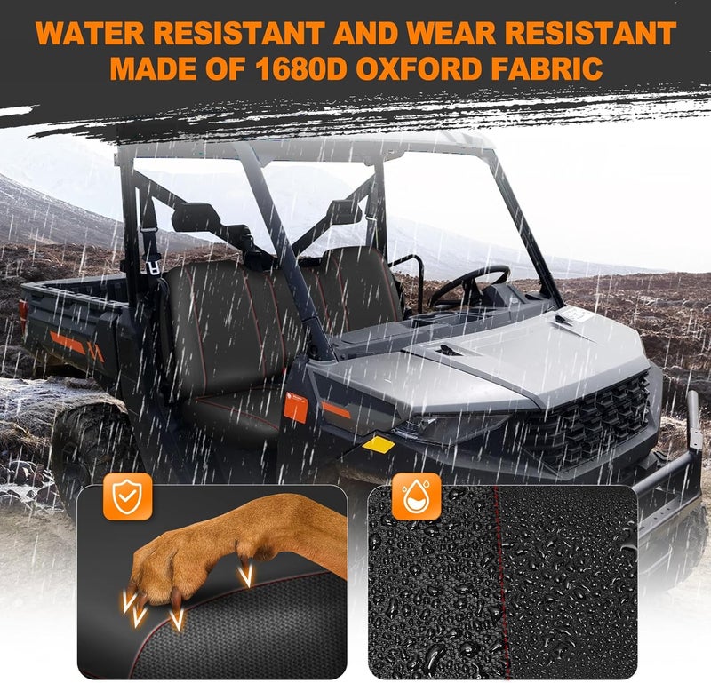BORDAN Waterproof UTV Seat Cover Set for Polaris Ranger XP 1000/Crew (3PCS) - Image 2