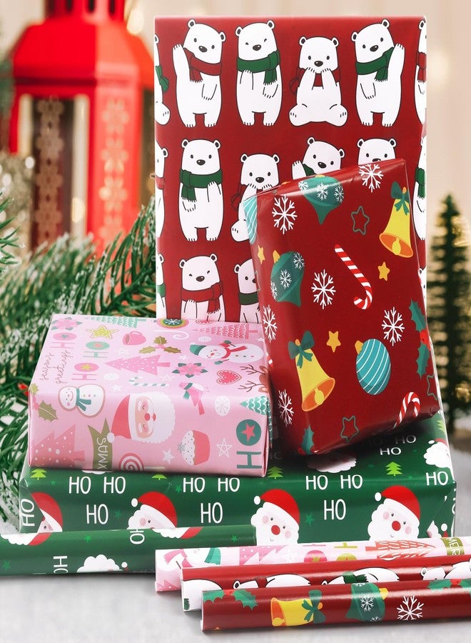 NEPOG Christmas Gift Wrapping Paper, 8 Sheets Folded Flat 20x28 inches per sheet, Cartoon Santa Claus Bear Snowman Snowflakes Designs Gift Wrap Paper for Family Friends Kids Boys Girls Xmas Christmas Party - Image 3