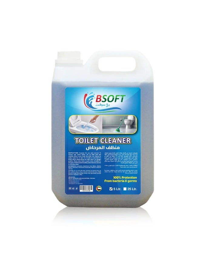 BSOFT Multi Purpose Toilet Cleaner Liquid 5 Litre | Powerful Stain Removal | Kills 99.9% Germs & Bacteria | Long-Lasting Freshness | Toilet Cleaning Liquid Refill