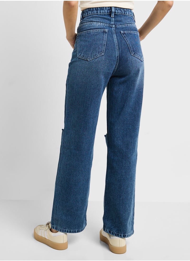 Ginger High Rise Distressed Wide Leg Jeans  - Image 3