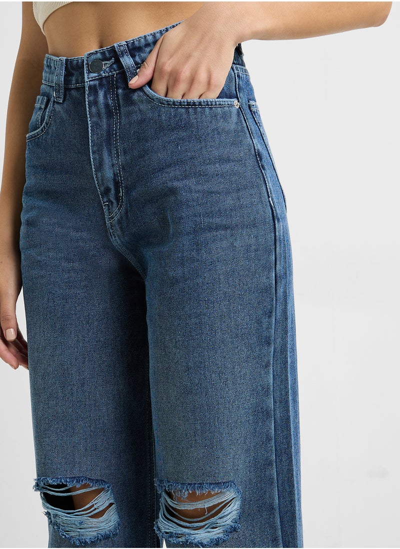 Ginger High Rise Distressed Wide Leg Jeans  - Image 4