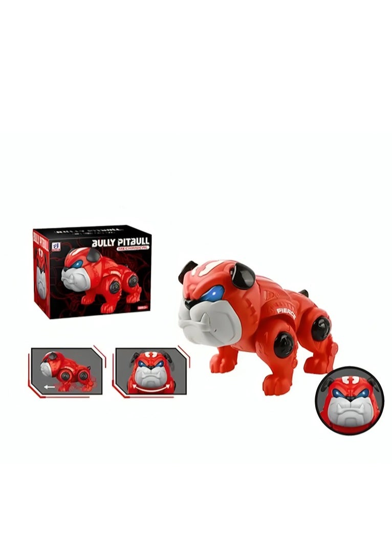 Rally Pitbull Robot Dog Toy with Light and Sound Effects - Red, Size 20x16x14 cm  - Image 2