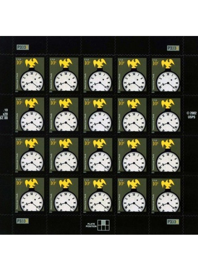 USPS American Clock Pane Of 20 X 10 Cent U.S. Stamps  - Image 2