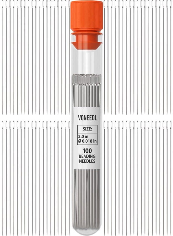 VONEEDL 100 Straight Fine Beading Needles Size 10-0.45mm (0.018in) in Convenient Storage Tube - Perfect for Bead Embroidery, Jewelry Making, Crafting, and DIY - Image 1