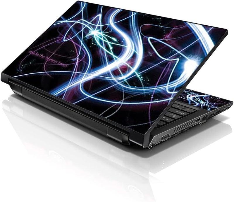 Lss 17 17.3 Inches Laptop Notebook Skin Sticker with 2 Wrist Pads - Reusable Cover Protector Vinyl Sticker Cover Decal Fits 17" - 19" HP Asus Acer Samsung - Brain Activity Pattern - Image 1