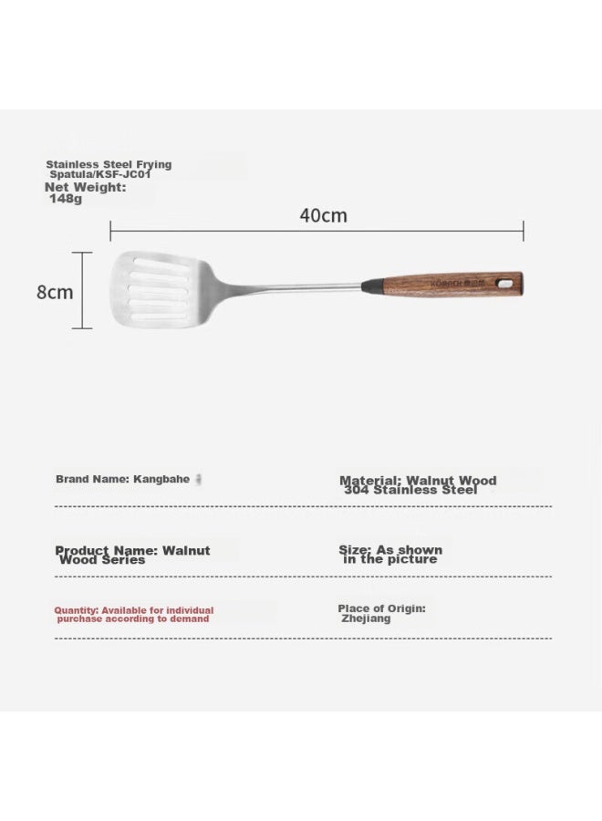 KBH Kangbahe Spatula, Stir-Fry Spatula, Solid Walnut Wood Handle, Cooking Spatula, 304 Stainless Steel, Household Kitchen Spatula - Image 2