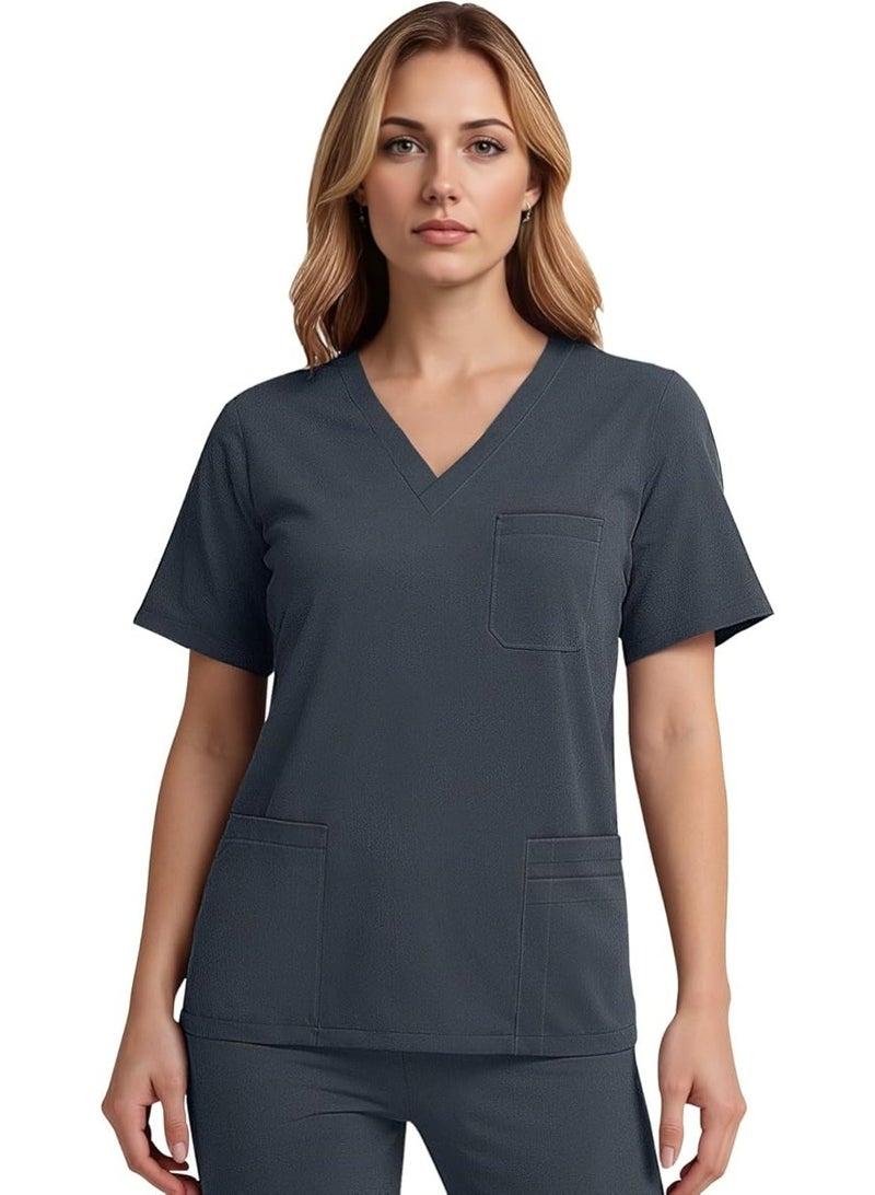 Nجهود مميزة مجموعة ملابس طبية نسائية ورجالية، مجموعة قميص وسروال طبي، مجموعة ملابس طبية، ملابس تنحيف (رمادية) ،مناسبة للمستشفيات والعيادات وغيرها - Image 2