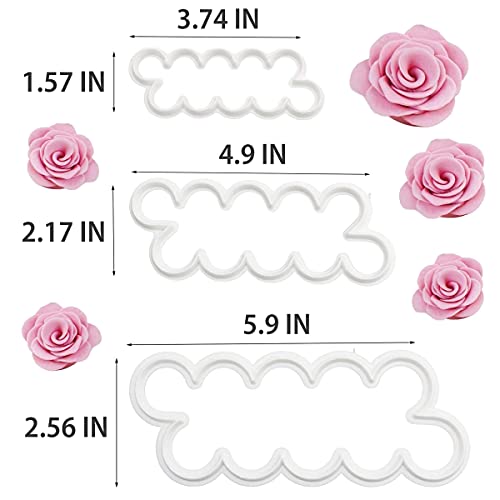 Tesorrio 3Pcs Fondant Cutters for Edible Flowers Cake Decorations – Easy-to-Use, Different Sizes Fondant Flower Cutter for Gumpaste Flowers – Elegant Edible Rose Petals in Wedding Cakes and Desserts - Image 2
