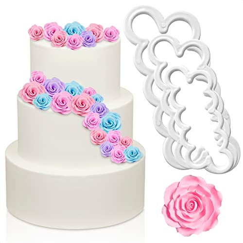 Tesorrio 3Pcs Fondant Cutters for Edible Flowers Cake Decorations – Easy-to-Use, Different Sizes Fondant Flower Cutter for Gumpaste Flowers – Elegant Edible Rose Petals in Wedding Cakes and Desserts - Image 1
