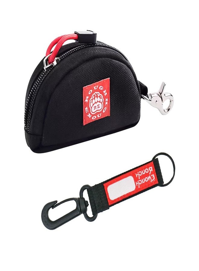 RE ROUGH ENOUGH Rough Enough Small Coin Purse Pouch for Women Men Card Holder Wallet Waterproof Cordura Material with Zipper and Clip On Buckle Black - Image 1