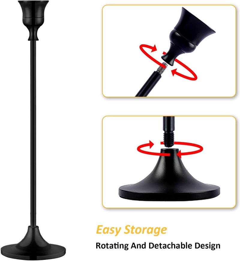 Pusenlan Metal Candle Holders for Candlesticks Taper Candlestick Holders Set Vintage Decorative Centerpiece Candelabra Tall Candle Stands (Matt Black, 4 Sets (12 pcs)) - Image 3