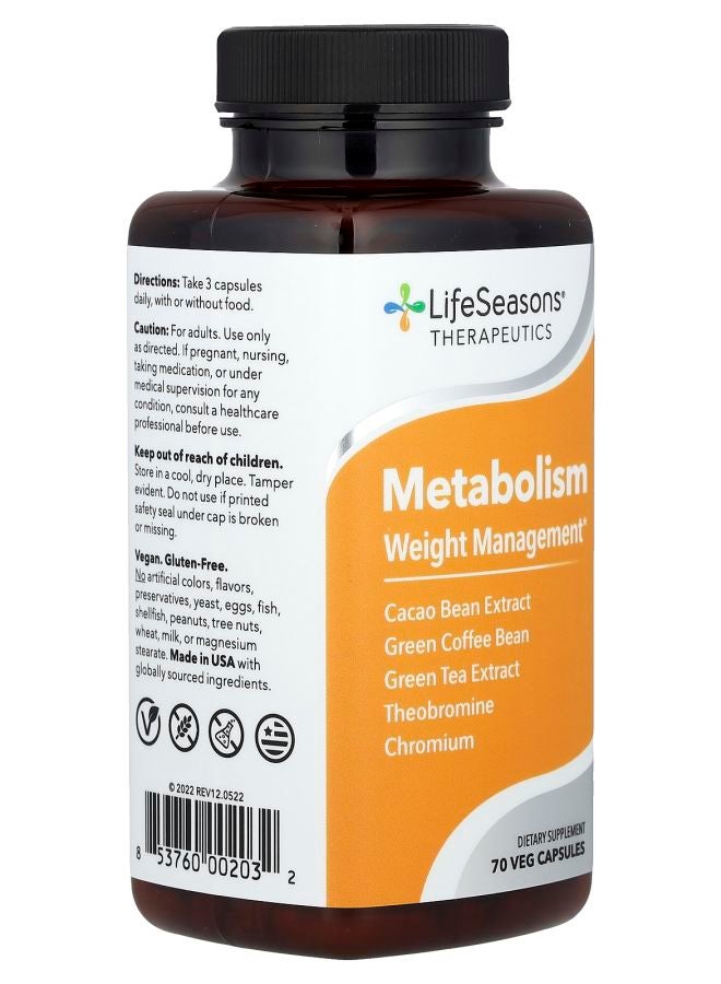 LifeSeasons Metabolism Weight Management 70 Veg Capsules - Image 2