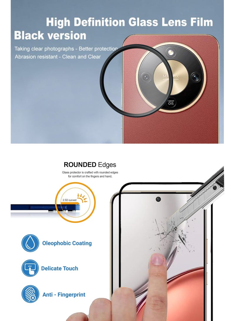 Honor X9d - Tempered Glass Screen Protector & Camera Lens - Advanced Border-Less Full Edge to Edge ,Shatterproof , High Responsiveness , Higher Transparency , Quick to Install ,Anti-scratch and Bubble-free Screen Protector And Scratch-Resistant HD Clarity Ultra-Thin 9H Tempered Glass with Alloy Metal & Best Camera Protection - Image 2