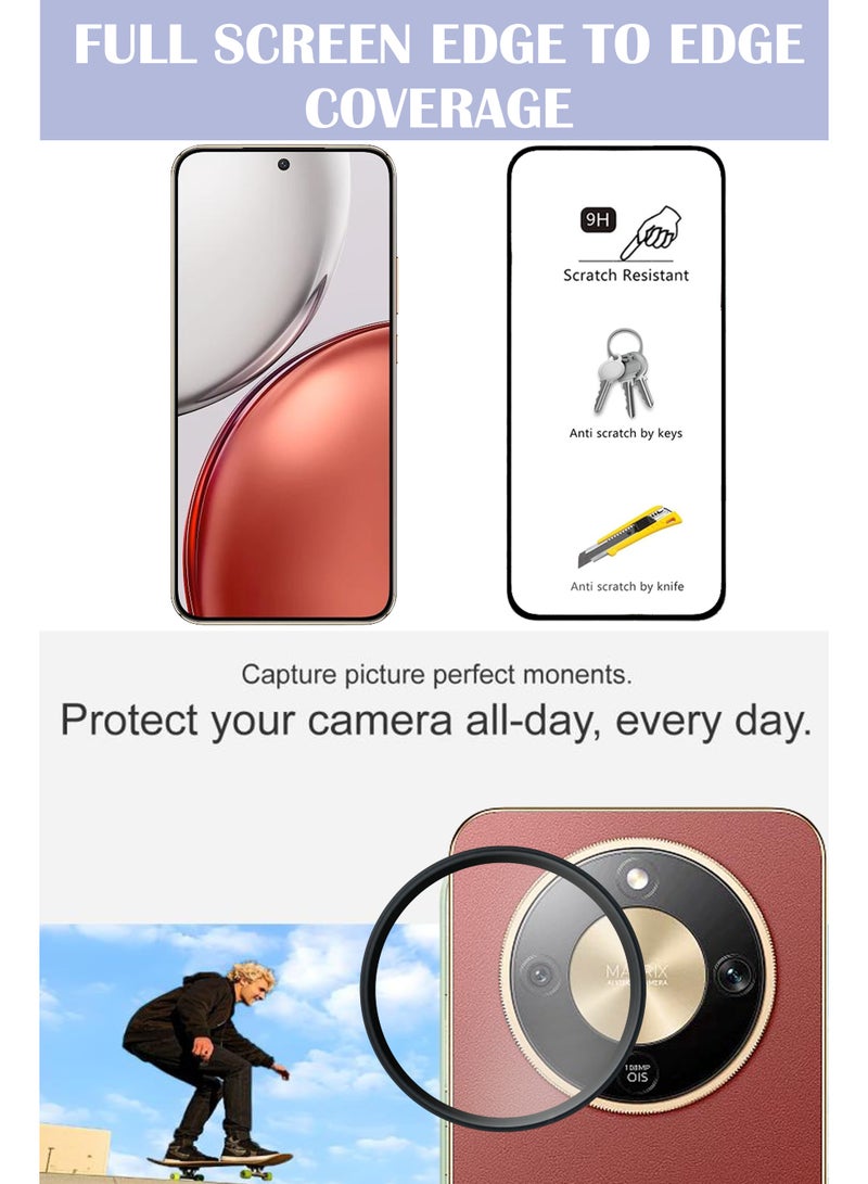 Honor X9d - Tempered Glass Screen Protector & Camera Lens - Advanced Border-Less Full Edge to Edge ,Shatterproof , High Responsiveness , Higher Transparency , Quick to Install ,Anti-scratch and Bubble-free Screen Protector And Scratch-Resistant HD Clarity Ultra-Thin 9H Tempered Glass with Alloy Metal & Best Camera Protection - Image 4