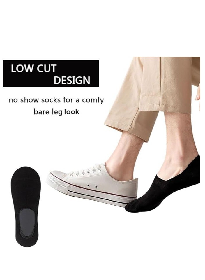 DIAMOND TOE جوارب رجالية غير مرئية 6 أزواج مع وسادة - مصنوعة من القطن المشطوف - جوارب لوفر غير قابلة للانزلاق - مقاس EU 40 إلى 45 (أسود، بيج، أزرق - 6 أزواج) - Image 2