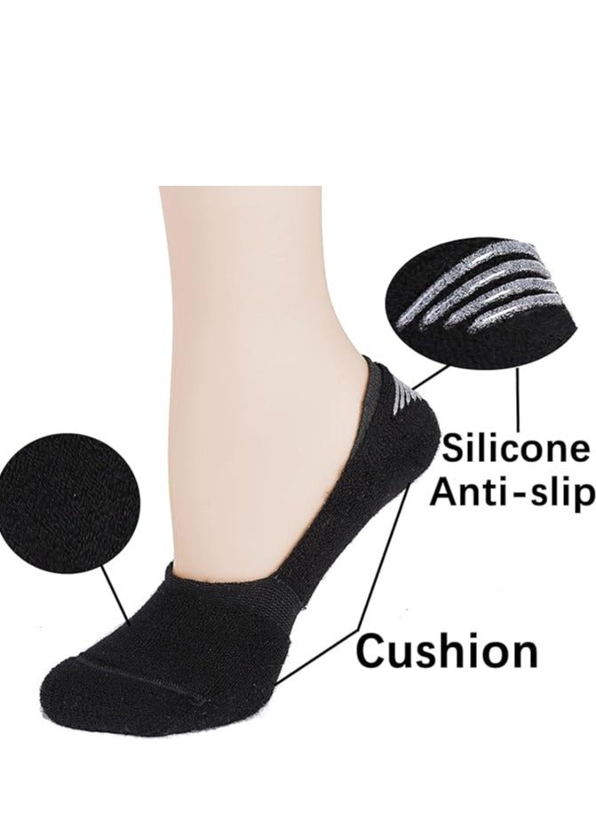 DIAMOND TOE جوارب رجالية غير مرئية 6 أزواج مع وسادة - مصنوعة من القطن المشطوف - جوارب لوفر غير قابلة للانزلاق - مقاس EU 40 إلى 45 (أسود، بيج، أزرق - 6 أزواج) - Image 4