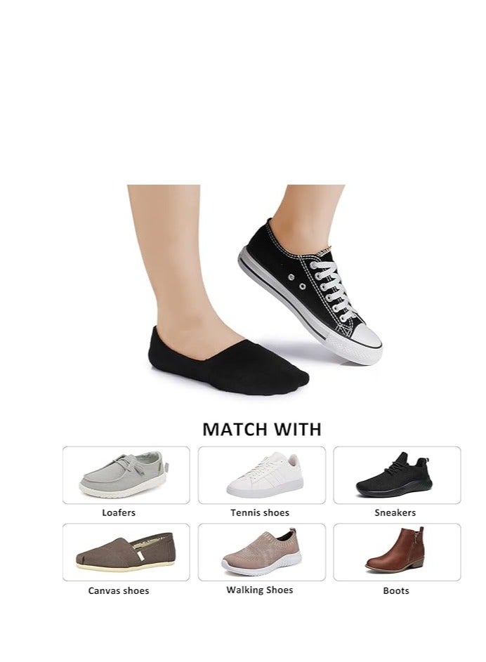 DIAMOND TOE جوارب رجالية غير مرئية 6 أزواج مع وسادة - مصنوعة من القطن المشطوف - جوارب لوفر غير قابلة للانزلاق - مقاس EU 40 إلى 45 (أسود، بيج، أزرق - 6 أزواج) - Image 5