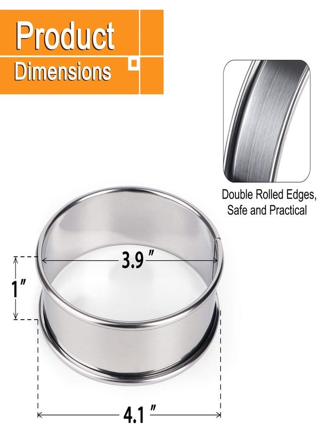 FANGSUN 4 Inch English Muffin Rings, Stainless Steel Crumpet Rings, Tart Rings for Baking, Double Rolled Nonstick Round Cake Ring, Metal Pastry Ring Mold for Dessert Food Making Tool - Image 2