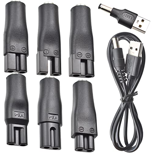 BOEEA 8 PCS Power Cord 5V Replacement Charger USB adapter Suitable for Hair Clippers, Beard trimmers, Shavers, Beauty Instruments, Desk Lamps, Purifiers. - Image 1