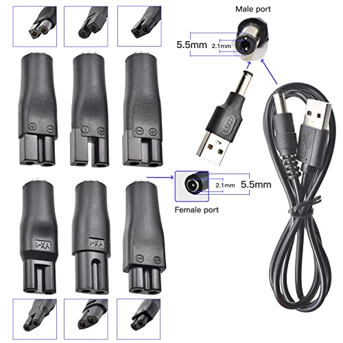 BOEEA 8 PCS Power Cord 5V Replacement Charger USB adapter Suitable for Hair Clippers, Beard trimmers, Shavers, Beauty Instruments, Desk Lamps, Purifiers. - Image 2