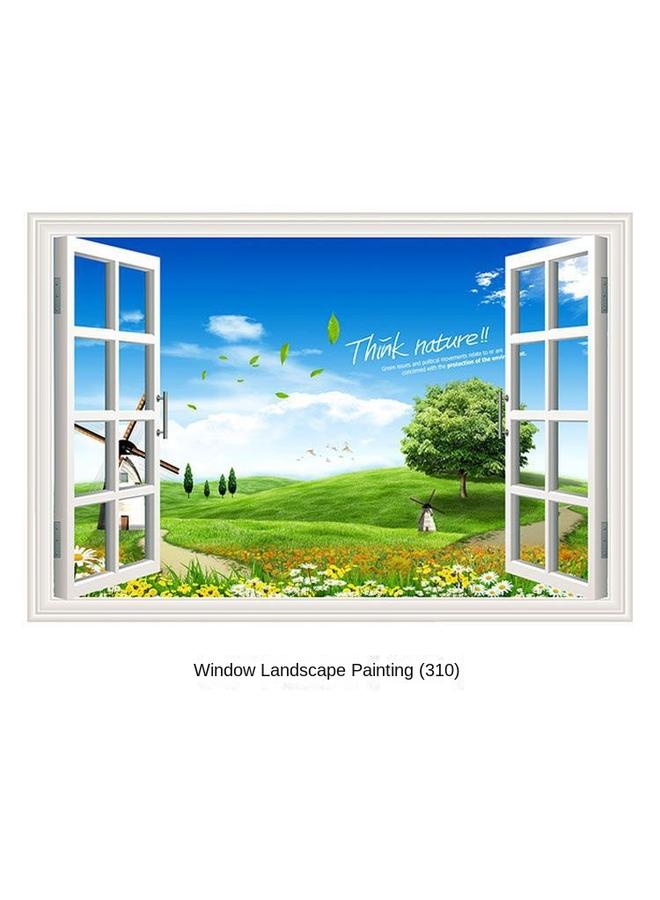 Bluejw Ci Yan Stickers Three-dimensional Fake Window Wall Stickers Decorative Painting Bedroom Living Room Dining Room Background Wall Self-adhesive Landscape Mural - Image 1