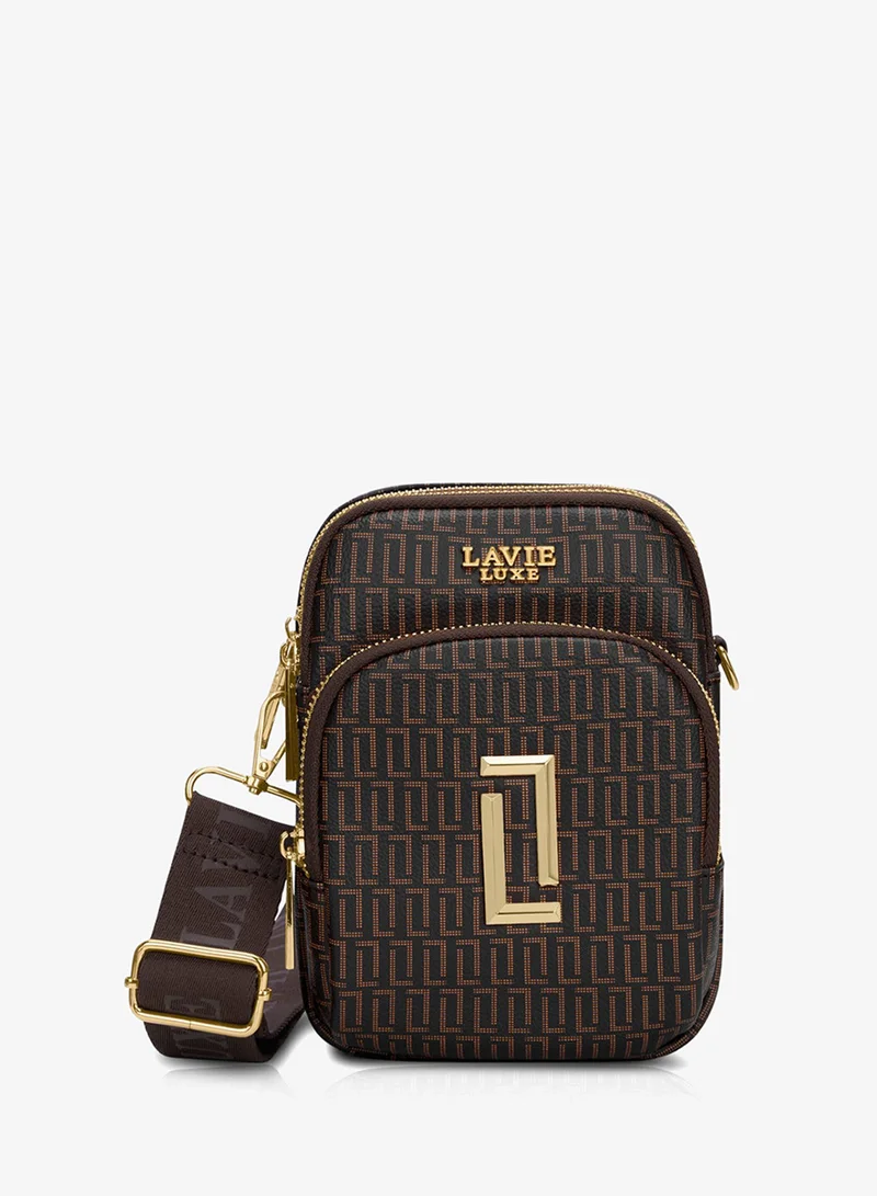 Lavie Luxe Women's Monogram Mobile26 Vertical 3-Compartment (Choco)