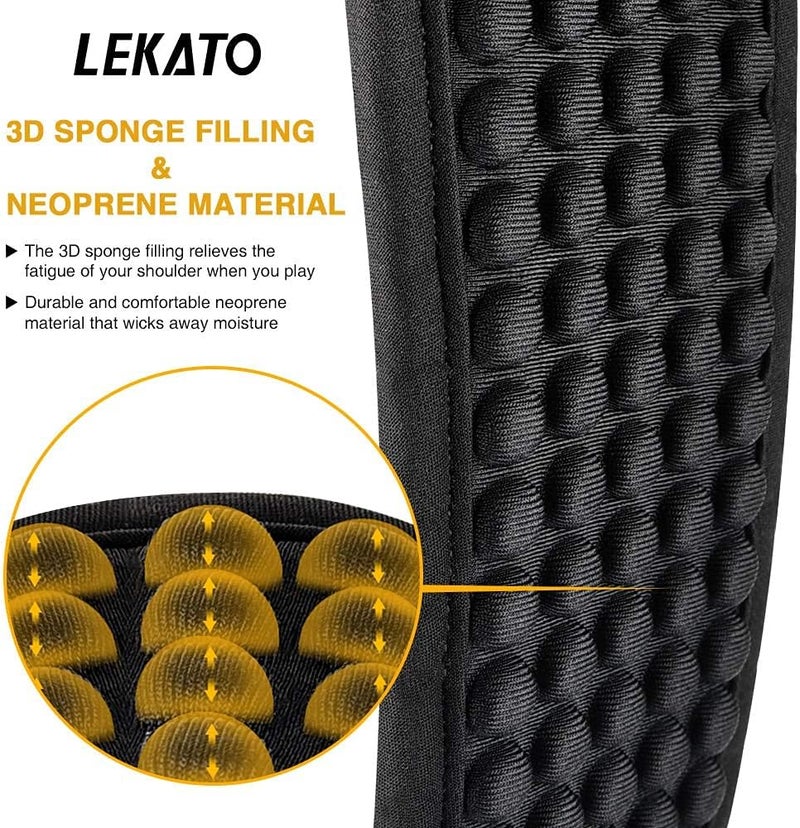 LEKATO Guitar Straps for Electric Guitar Bass, 3.5" Wide Padded Guitar Strap Neoprene Pad with 3D Sponge Filling Bass Guitar Straps Adjustable Length from 45" to 55" with Strap Locks, Picks - Image 2